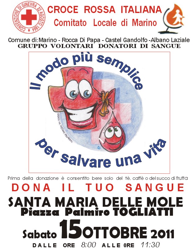 Donazione sangue a Santa Maria delle Mole. Sabato 15 ottobre 2011