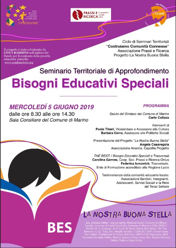 Seminario di approfondimento sui “Bisogni Educativi Speciali”, mercoledì 5 giugno presso la Sala Consiliare