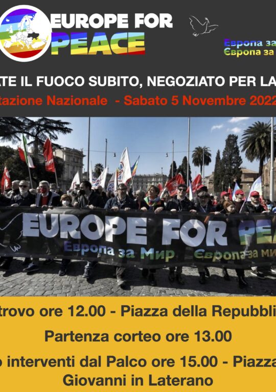 Marino Aperta APS aderisce alla Manifestazione nazionale per la Pace del 5 novembre a Roma