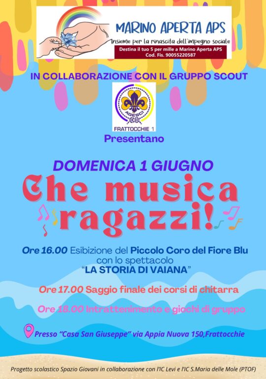 Frattocchie in festa con Marino Aperta APS: “Che musica, ragazzi 2025!”: un pomeriggio di musica, spettacolo e divertimento per giovani e famiglie