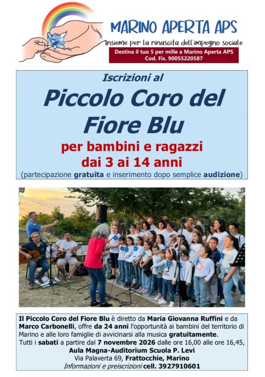Al via a Frattocchie le attività del Piccolo Coro del Fiore Blu di Marino Aperta APS